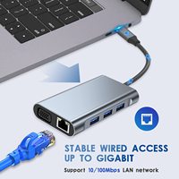 Adaptateur USB C multiport Xput 7 en 1, concentrateur de type C avec HDMI 4K, VGA, USB 3.0, 100W PD et Ethernet RJ45, station d'accueil USB C pour PC