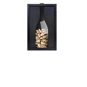 Caja de Almacenamiento de Corchos de Vino de Madera Maciza, Rectangular, Negra, Decorativa, para Montar en la Pared - Product Image 1