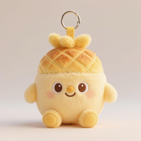 Porte-clés en peluche mignon en forme de pain d'ananas, jouet en peluche doux, ornement pour sac à dos, accessoires pour sacs, porte-clés en peluche