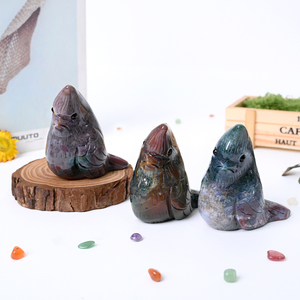 Statue d'oiseau en jaspe océanique sculpté en cristal naturel en gros pour la décoration intérieure - Product Image 3