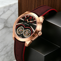 Montre de sport automatique de luxe de haute qualité en acier inoxydable, étanche, avec bracelet en cuir et silicone pour hommes