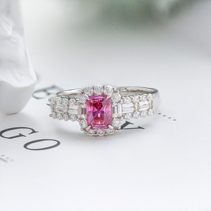 Paston takı özelleştirilmiş 5x7mm 1ct pembe radyant Moissanite yüzük 925 gümüş yüksek kalite Moissanite takı - Product Image 2