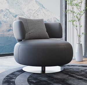 <span class=keywords><strong>Fauteuil</strong></span> pivotant de salon en cuir véritable et <span class=keywords><strong>tissu</strong></span> velours, style nordique moderne et luxueux pour chambre à coucher et hôtel - Product Image 4