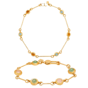 Conjunto de Collar y Pulsera Gemnel de Plata de Ley 925 de Alta Calidad con Incrustaciones de Piedras Naturales Multicolores Redondas - Product Image 1