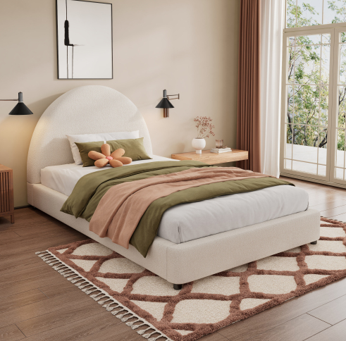 Blanco + Bouclé + Contrachapado + Individual