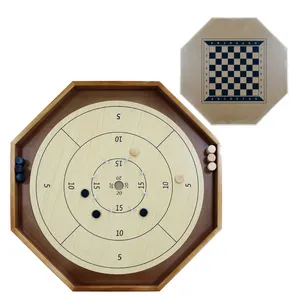 30英寸锦标赛鳄鱼纹跳棋和国际象棋二合一游戏板木板游戏普通八角形双人游戏板