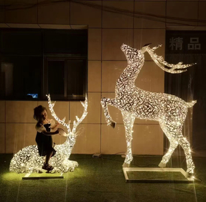 Luce di natale all'aperto scultura commerciale inverno meraviglia festa decorazione 3D gigante ha portato statue di cervi - Product Image 3