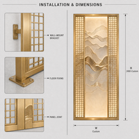 Cloison de séparation en acier inoxydable brossé doré avec revêtement PVD personnalisé pour hôtel, bâtiment commercial haut de gamme