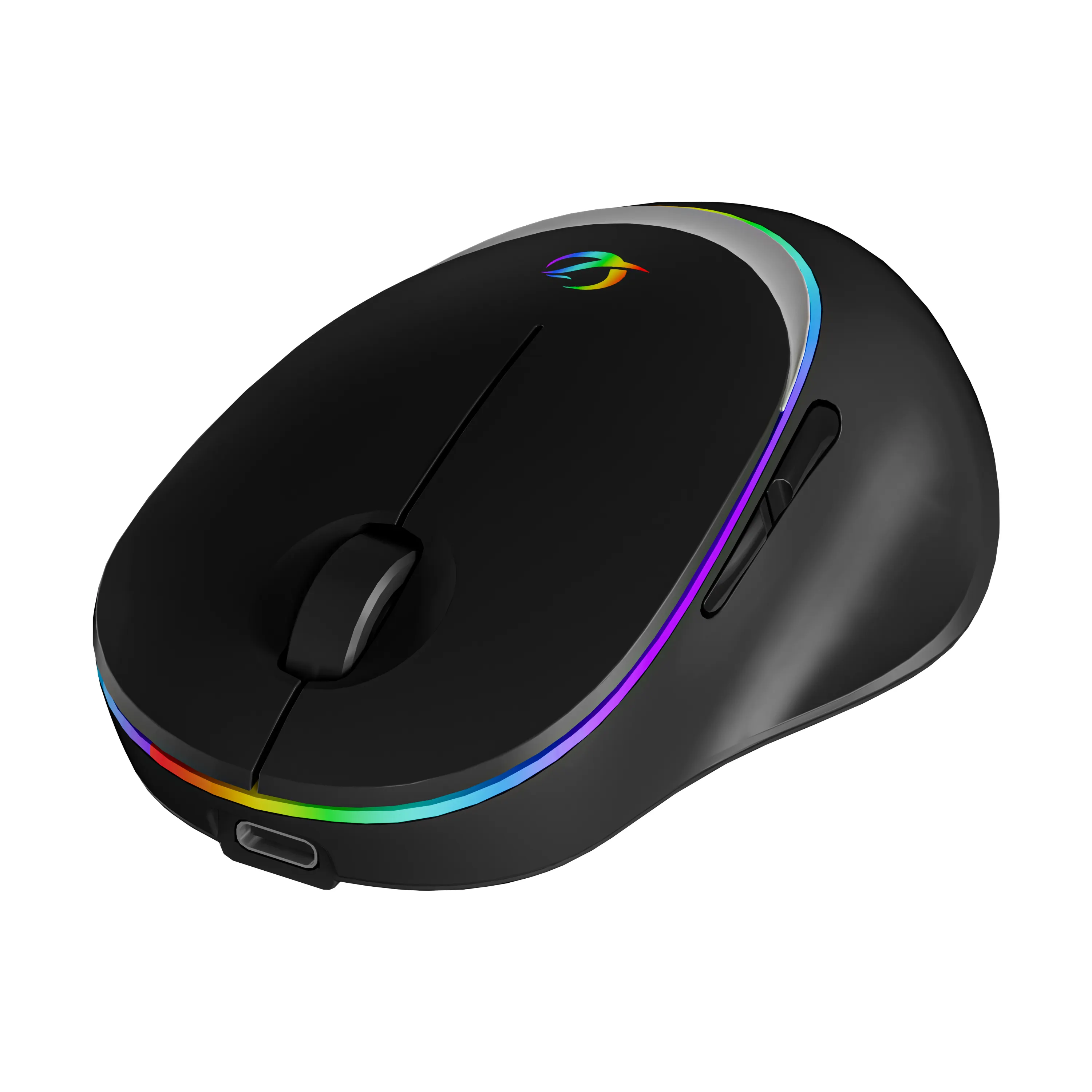 OEM 2.4Ghz Slim Portable Office Computer Mouse USB Receiver Type-C Rechargeable Silent RGB Light LED Wireless Mouse for Tablet