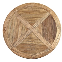 Meubles de maison de style américain, table à manger ronde en bois recyclé sculpté pour 8 personnes