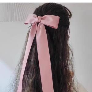 กิ๊บติดผมผ้าซาตินไหมทำมือสไตล์วินเทจ ขนาด 70 ซม. โบว์หางยาวสำหรับผู้หญิงและเด็กผู้หญิง สไตล์หวาน วัสดุโลหะและผ้า - Product Image 5