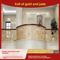 Maßgefertigte Kupfer-Aluminium-Treppengeländer, Leichtgewichtige Luxus-Villa-Duplex-Geländer, Neuer Chinesischer Stil, Geschnitzt, Foshan, Bodenmontiert