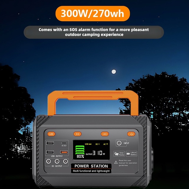 300W Portable LiFePO4 Bank Fast Charging High Capacity Backup Battery Generator Pure Sine Wave Solar Car Panel Air Compressor