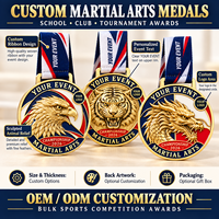 Médailles de compétition sportive personnalisées Aigle Dragon Tigre, récompenses de championnat d'arts martiaux avec logo et rubans personnalisés OEM ODM