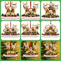 Ensemble d'ornements de Noël personnalisables en forme de famille de rennes, figurine de cerf en résine pour décoration d'arbre et cadeaux