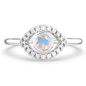 แหวนโอปอลเอธิโอเปียเงินแท้ 925 ประดับเพชรแบบหนามเตย ดีไซน์คลาสสิก ของขวัญวันเกิด/วันแต่งงานสำหรับผู้หญิง วัยรุ่น และเด็กผู้หญิง - Product Image 1