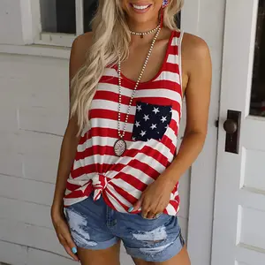 Usa Independence Day Star gestreifter Druck Damen westen Designer Casual Women Summer Tanks Tops Weibliche T-Shirts Damen Tank Tops