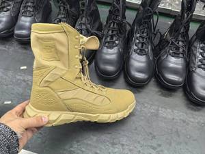 รองเท้าบูททะเลทรายน้ำหนักเบาสีดำ TSB0109 ขนาด 9.5 นิ้ว พื้นรองเท้า PU หนังวัวกลับ รองเท้าคอมแบท - Product Image 2