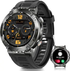 שעון חכם T68 לגברים 1.32 אינץ' HD שעון חכם מוקשח (ענה/בצע שיחות) שעון ספורט חיצוני מעקב כושר 360x360 HD