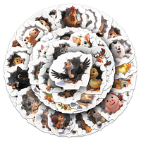 50 autocollants créatifs à thème petits animaux, style dessin animé, pour journal, bricolage, décoration artisanale, vente directe usine
