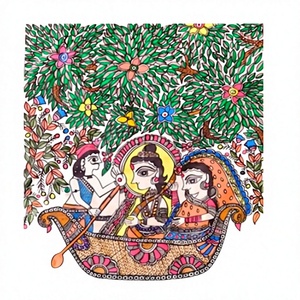 Arte Mural 3D Inspirado en la Cultura Tradicional Madhubani, Pintura Artesanal de Metal de Bihar de Primera Calidad - Product Image 1