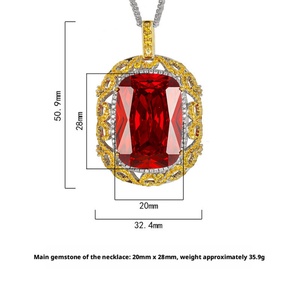 Vintage Eco-friendly <b>Copper</b> 20*28MM Imitation Multi Color Gemstone Jewelry Women Dainty Hollow Out Floral Pendant Necklace - Product Image 6