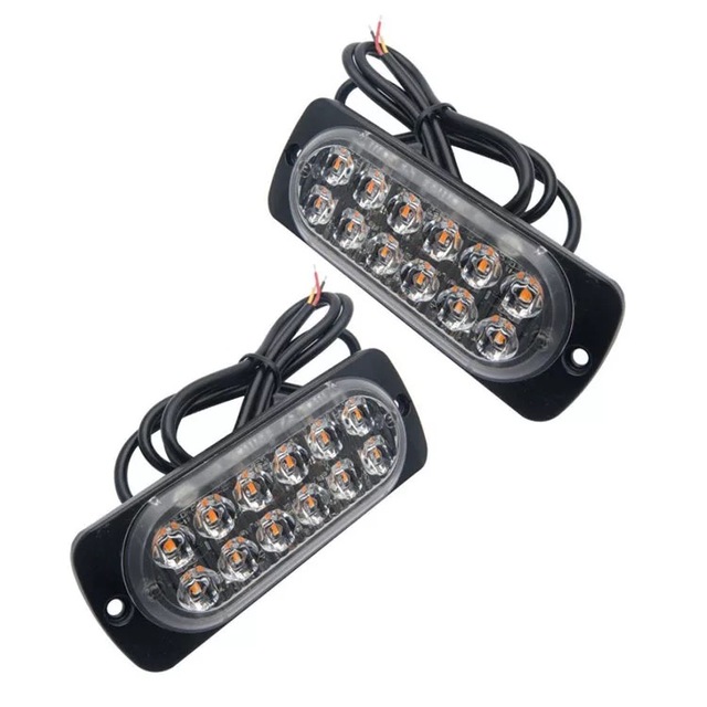 Shinemien Super Slim 12-LED Mini LED Strobe Light-Head Grille Surface Mount Emergency Traffic Truck Warning Beacon 12V/24V