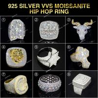 Personnalisé Hip Hop 14K 18K Vvs Moissanite Croix Étoile À Six Branches Anneaux Glacé 925 Argent Diamant Cubain Lien Anneau Bijoux Hommes