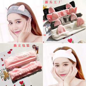 Chine usine mignon Kitty coiffure maquillage bandeau pour masque application dame lavage visage bandeau femme bandeau chat oreille bandes de cheveux - Product Image 4