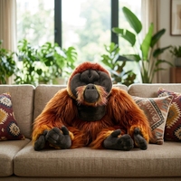 Fábrica Profesional de Peluches de Orangután Realistas Personalizados, OEM ODM, Animales de Peluche de Algodón PP para Exhibición en Zoológicos, Museos de Vida Silvestre