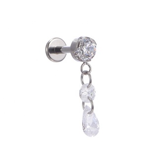 Piercing de Titanio ASTM F136 Fuxuan con Rosca Interna para Labret y <span class=keywords><strong>Tragus</strong></span>, con Cadena Colgante, Piercing Corporal de Titanio - Product Image 6