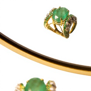 Luxury Oval Green Emerald <b>Ring</b> For Women Micro Pave Diamond Cocktail <b>Statement</b> <b>Ring</b> Elegant Fine Jewelry - Product Image 1