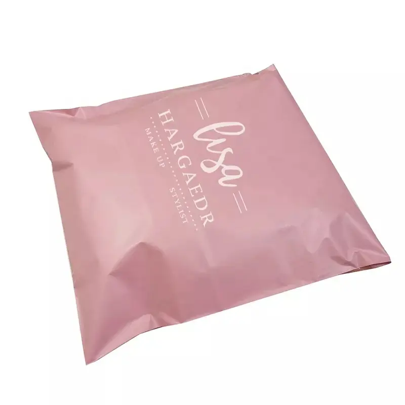 Bolsa de correo reciclada con logotipo personalizado, bolsa de envío de poliéster rosa con estampado de logotipo personalizado ecológico, certificado GRS, 100%
