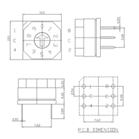Interruptor Rotatorio de Codificación de 10 bits 0-9, Interruptor Rotatorio de Código Positivo de 6 Pines