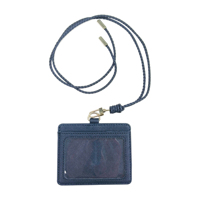 Kustom Premium PU Saffiano kulit dua sisi tahan lama leher dompet detachable Lanyard ID lencana pemegang dengan tali tenun