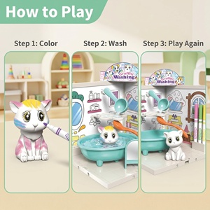 Ensemble de jouets animaux à colorier floqués EPT lavables et réutilisables pour enfants, avec baignoire, 6 thèmes : Faune, Dinosaures, Fruits, Elfe, STEM - Product Image 3
