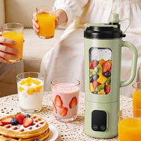 Mixeur à smoothies portable personnalisable 7,4 V avec affichage LED numérique, rechargeable par USB, avec paille, pour la maison et la salle de sport