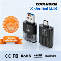 Lecteur de cartes externe en alliage d'aluminium haute vitesse Type-C 3.1 compatible avec les téléphones et ordinateurs Type-C, lecteur de cartes mémoire TF caché