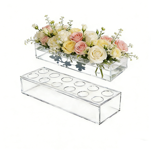 デスクトップスクエア透明ウェディングセンターピースアクリル製フラワーベース（ホームデコレーション用） - Product Image 2