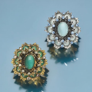 2026 Alloy Gold Plated Cat's Eye Stone Gem Rhinestone Flower Brooch Pins for Women's <b>Wedding</b> Party Gift <b>Accessories</b> - Product Image 1