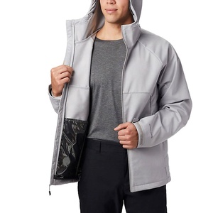 Men's Gray Canvas Hooded <b>Quilted</b> Jacket Breathable Waterproof Windproof Zipper Closure Sporty Casual Outdoor <b>Winter</b> Regular Fit - Product Image 3