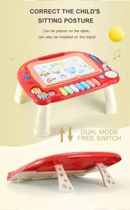 Set mainan papan gambar untuk anak-anak, Set meja tulis magnetik Piano belajar cat, game pendidikan bayi musikal - Product Image 3