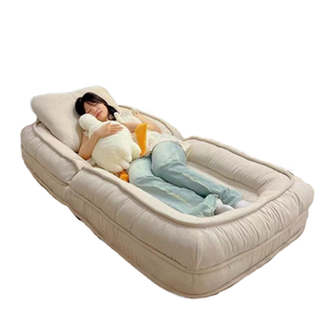 Canapé-<span class=keywords><strong>Lit</strong></span> Convertible Moderne en Tissu Beige Pliable pour Chambre ou Salon d'Appartement - Product Image 4