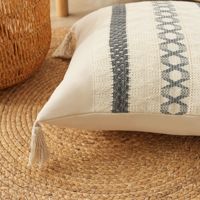 Housse de coussin décorative en dentelle géométrique de style bohème, taie d'oreiller en coton et polyester avec pompon