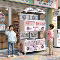 Distributeur de capsules 4 unités, aspect pastel adorable, bouton rotatif stable, pour parcs d'attractions, lieux pour enfants, fourniture OEM usine