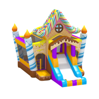Château Gonflable Commercial pour Enfants, Combo de Jeux Gonflables pour Fêtes, Maison de Rebond Gonflable en Forme de Gâteau avec Toboggan Intérieur