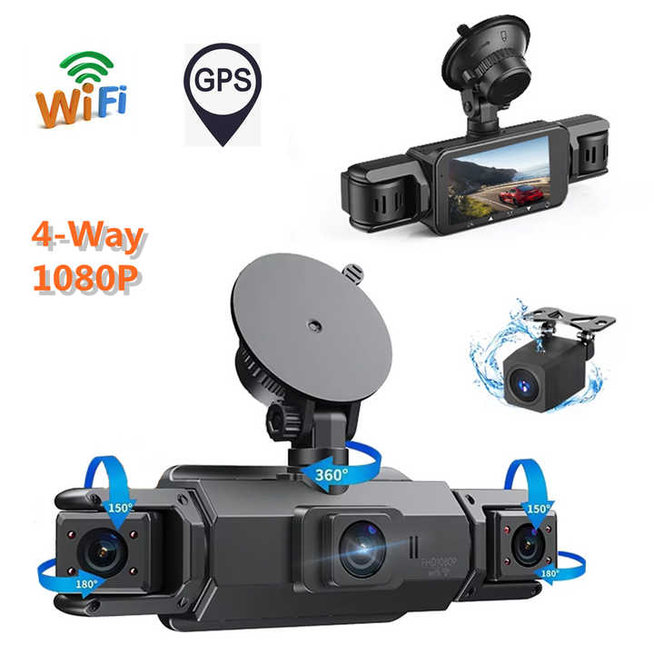 Dash Cam 4-Channel Front And Rear Inside Left Right 360 View, Dash