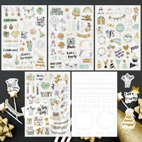 Feuille d'autocollants holographiques personnalisés pour anniversaire, découpés au laser, pailletés, pour la décoration de carnets, de scrapbooking et de journalisation