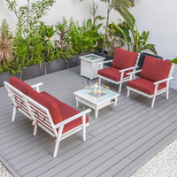 Ensemble de canapés modernes de luxe en aluminium avec table de foyer pour l'extérieur, patio, jardin, hôtels, villas, restaurants, parcs