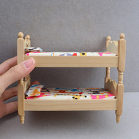 Meubles miniatures pour maison de poupée 1:12, modèle miniature ob11, lit superposé en bois décoratif pour chambre d'enfant